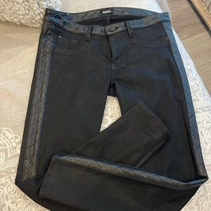 Hudson leather trimmed jeans